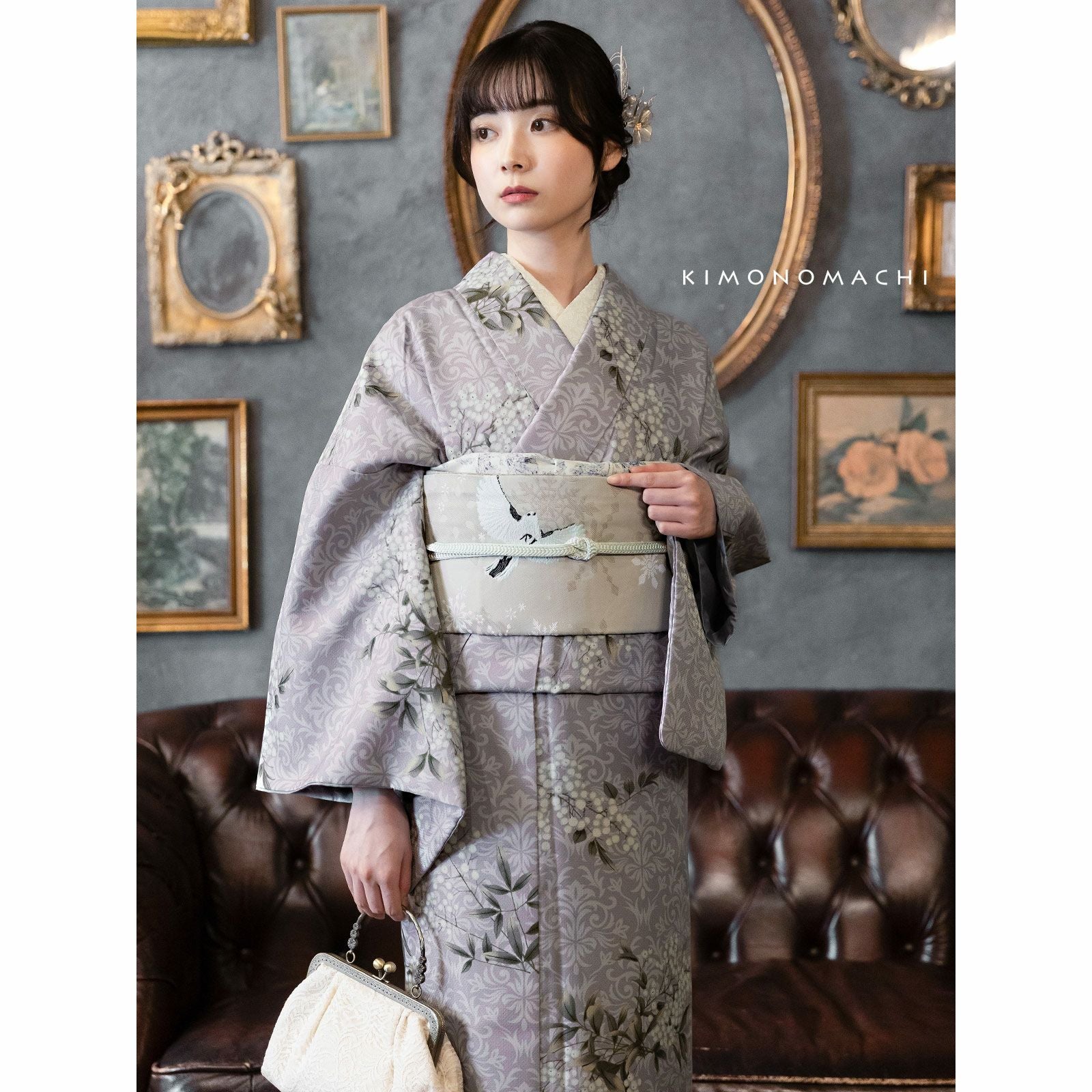 洗える着物 セット 「袷着物＋京袋帯＋帯揚げ＋帯締めの4点セット 全8