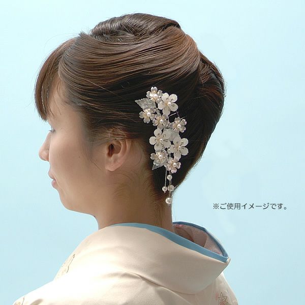 パールシェル ラインストーン花嫁 簪 かんざし日本髪 結婚式 和装 髪飾り かんざし 単品「ゴールド・シルバー 2連パール、ラインストーン