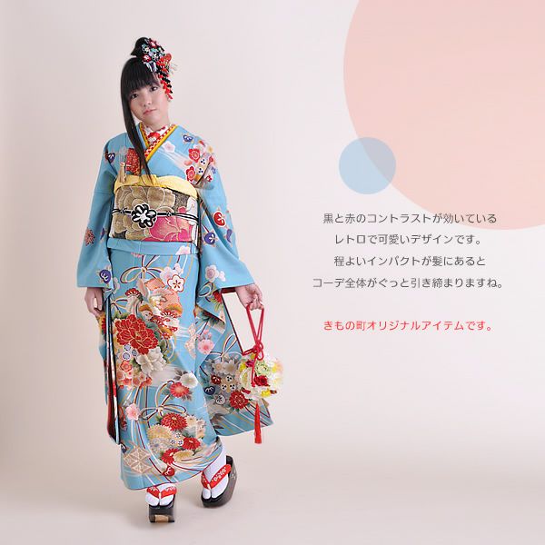 Prices down3】つまみ細工かんざし2本セット「黒×赤 梅」きもの町