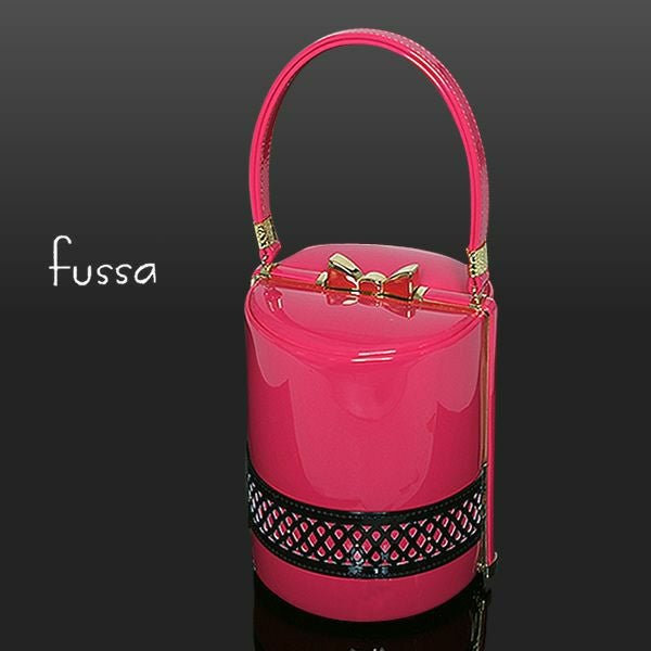 fussa 和装バッグ「ピンク×黒色」エタニティパンチングバッグ 振袖バッグ フッサ 結婚式