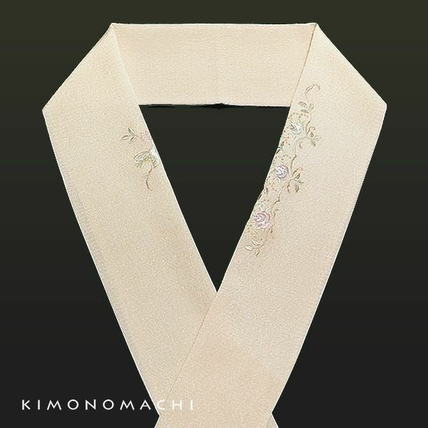 刺繍半衿「薔薇×小鳥」刺繍衿 お洒落着に 半襟   （78708）