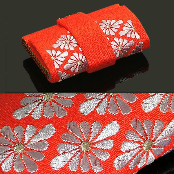 Prices down5】箱迫 刺繍「赤色 菊菱の刺繍」前撮り 成人式 筥迫