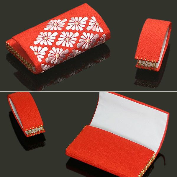 Prices down5】箱迫 刺繍「赤色 菊菱の刺繍」前撮り 成人式 筥迫