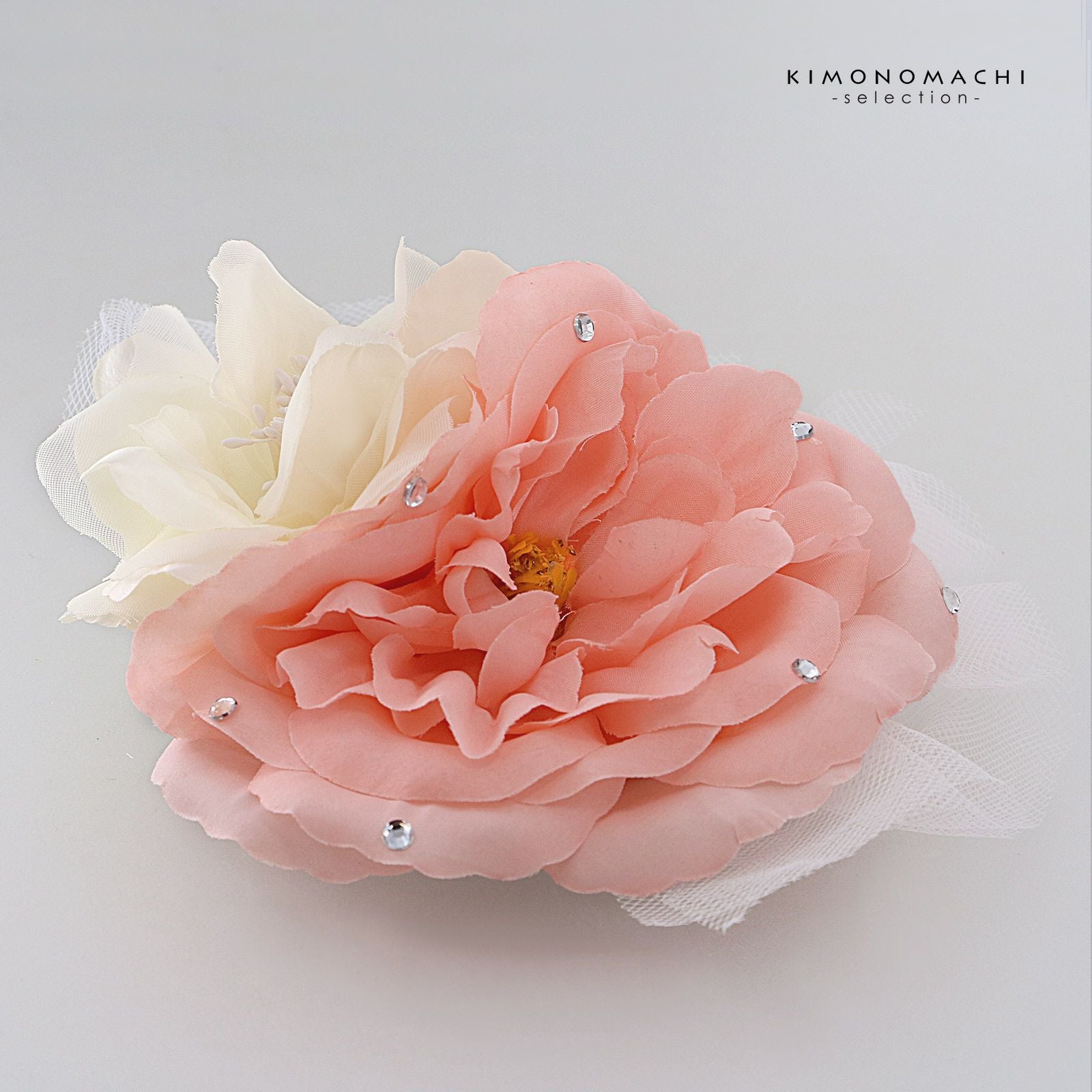 Prices down5】髪飾り 成人式 卒業式 「ピンク×ホワイト 花とレース