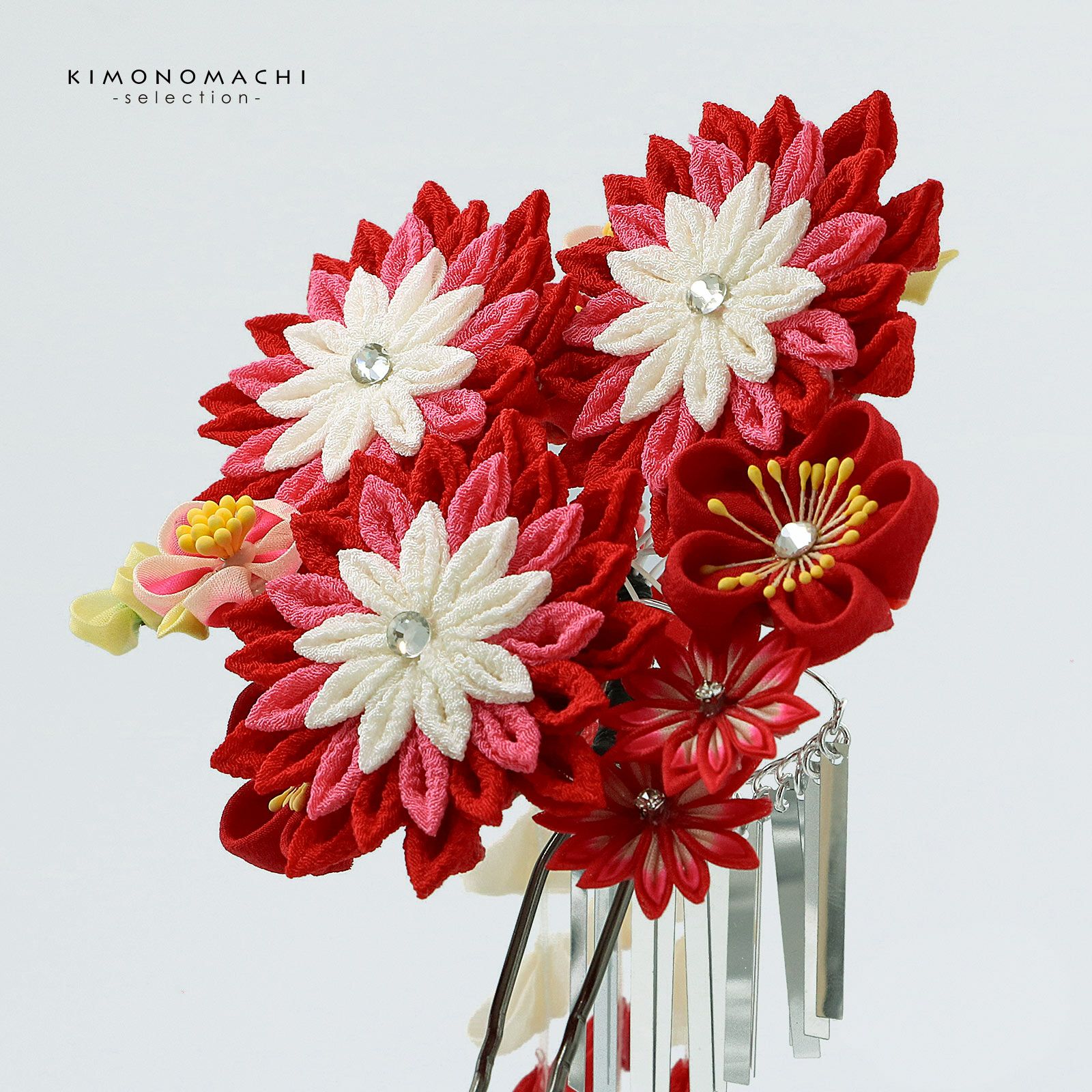 卒業式応援75％SALE 3/5迄)【Prices down5】つまみ細工髪飾り 「赤色