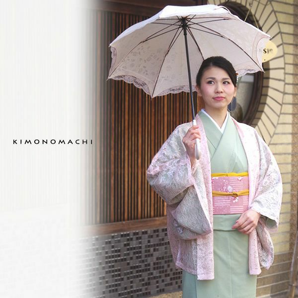 レース　羽織　ピンク 新色 レース 羽織 総レース 【渋ピンク／花模様】 フリーサイズ