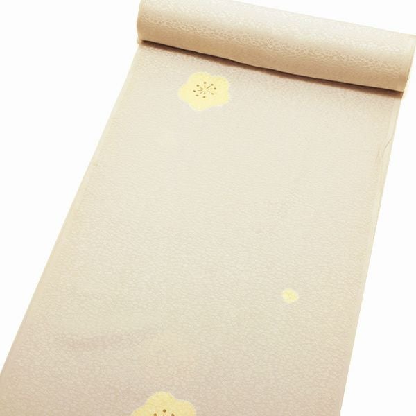 Prices down4】正絹襦袢反物「絹鼠色 絞り梅の花」福叶う 絞り 13.5