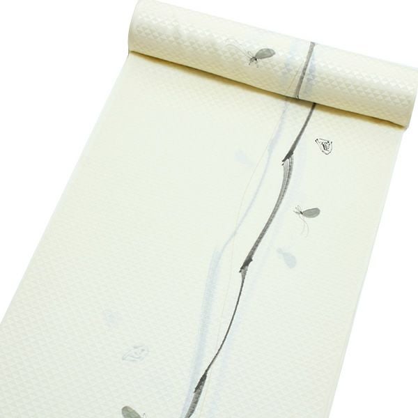正絹襦袢反物「薄黄色 瓢箪と将棋の駒」ウロコ綸子 手描き 着尺 柄襦袢