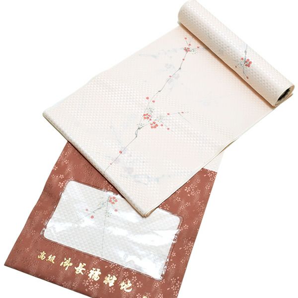 Prices down4】正絹襦袢反物「薄黄色 瓢箪と将棋の駒」ウロコ綸子