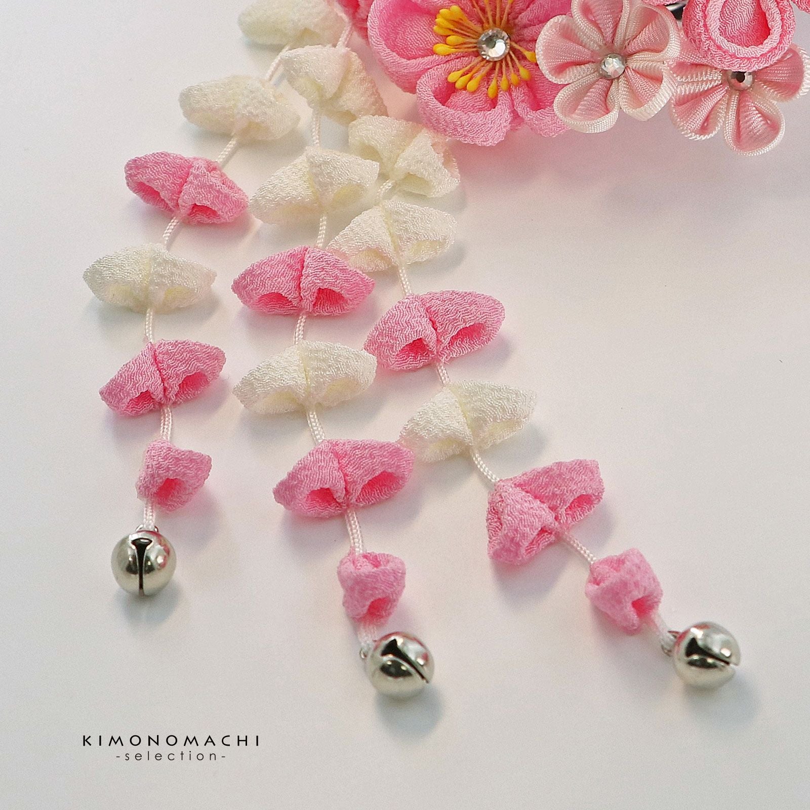 Prices down5】つまみ細工髪飾り 「ピンク色 つまみ細工のお花」 成人