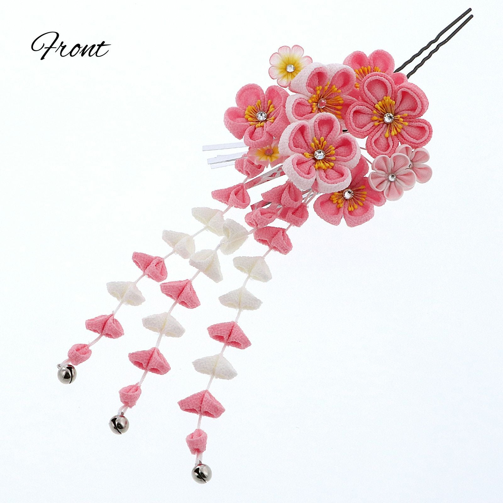 Prices down5】つまみ細工髪飾り 「ピンク色 つまみ細工のお花」 成人