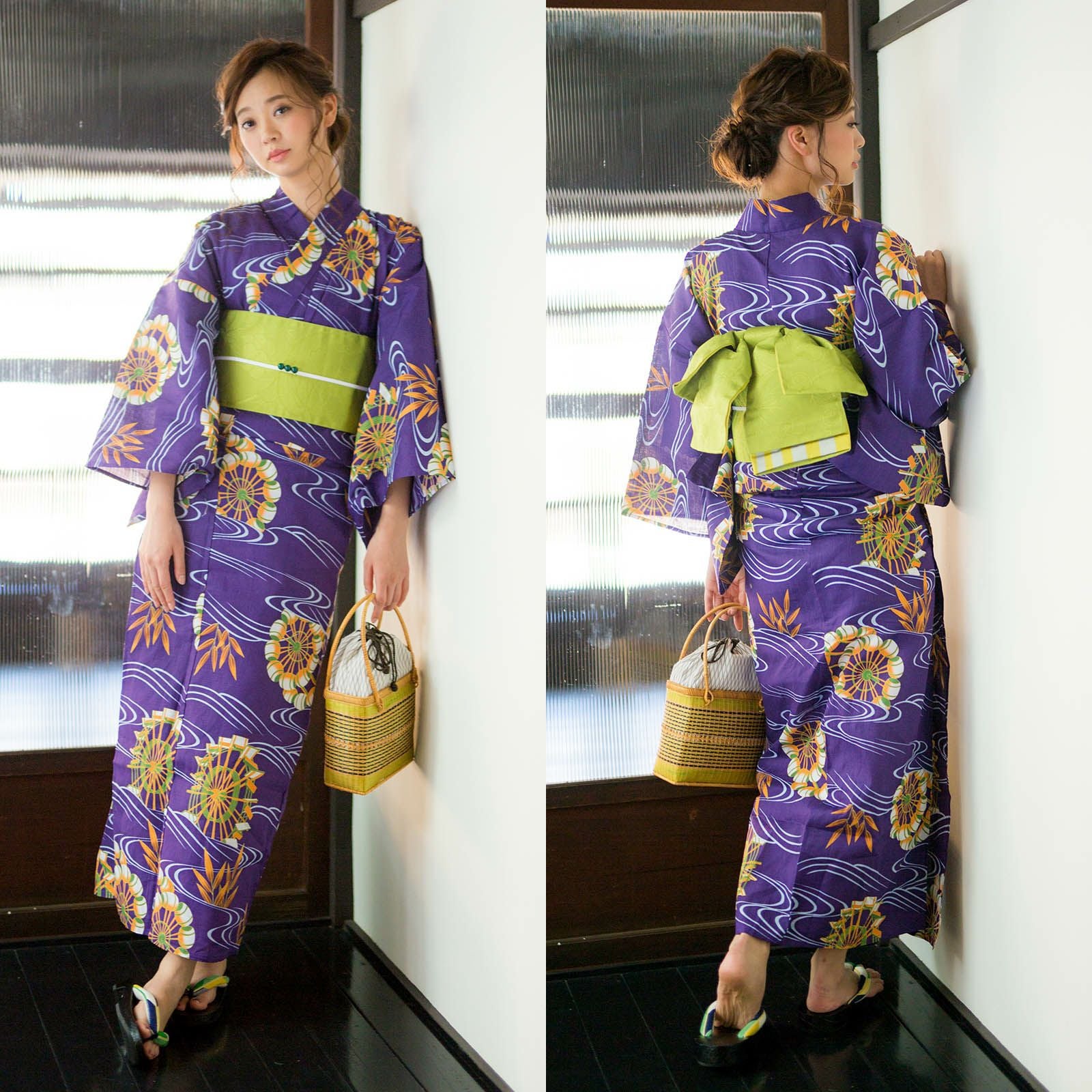 Prices down2】浴衣 レディース 浴衣と帯の2点セット「葡萄蔦・藤