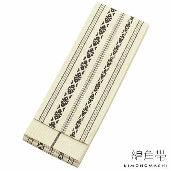 男性角帯単品「白色 献上柄」日本製 紳士帯   綿角帯