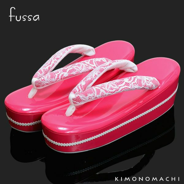 Prices down4】fussa草履単品「ピンク レース」カッティング紐花