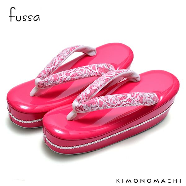 Prices down4】fussa草履単品「ピンク レース」カッティング紐花