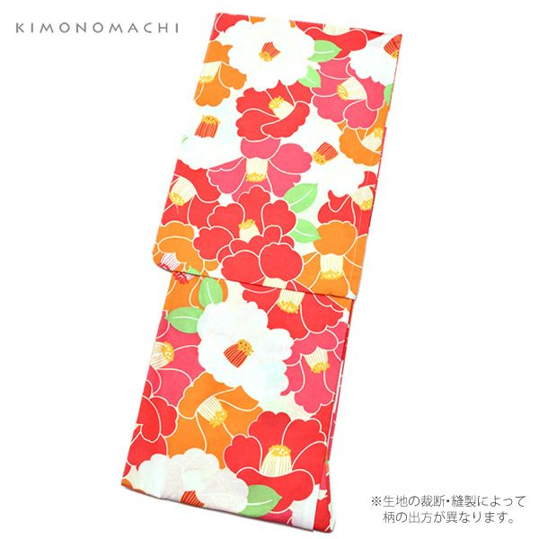 TLサイズ浴衣単品「赤×オレンジ 椿」トールサイズ浴衣 レディース 花火