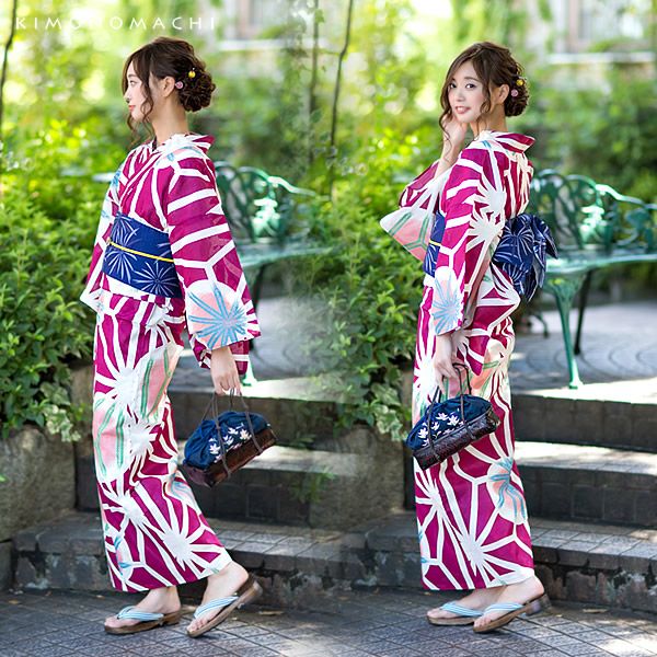 最大5,000円OFFクーポン7/2迄)【Prices down】女性浴衣「紅紫 麻の葉