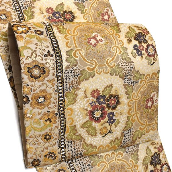 礼装袋帯「丸に華更紗」未仕立て 京都西陣 六通柄 訪問着、色留袖、付け下げに 礼装帯