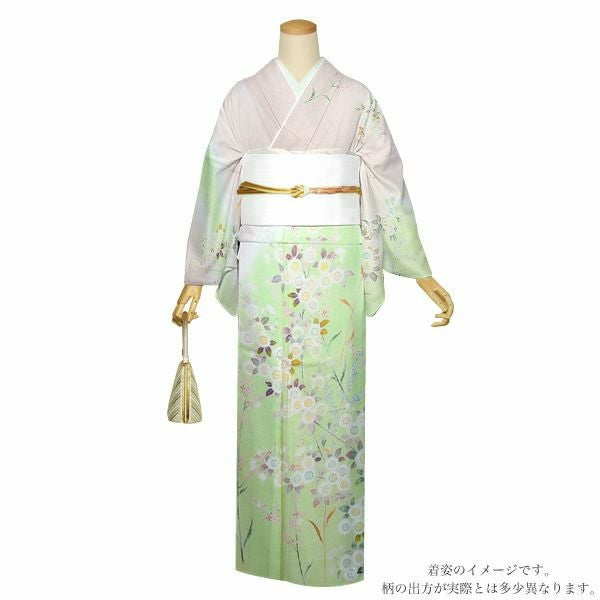 仕立て上がり 訪問着 単品 桂由美 「淡黄色 桜」 正絹 着物 ブランド