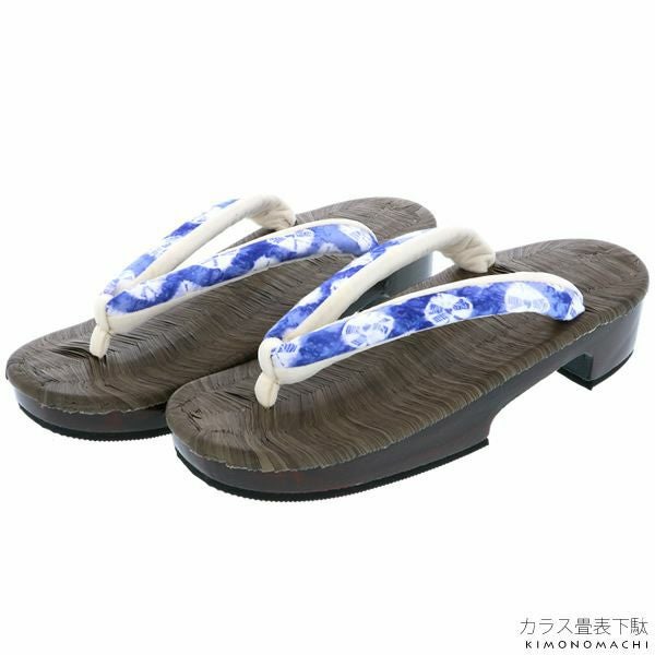 畳表 下駄単品「蜘蛛絞り鼻緒、カラス表台」右近 レディース 桐下駄 国産