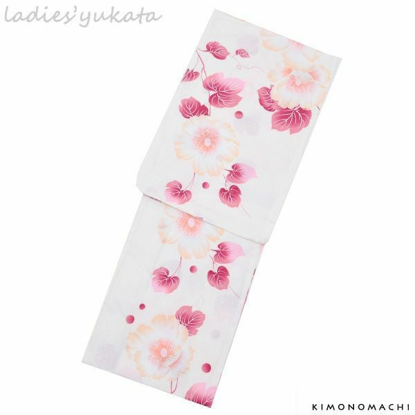 変わり織り 女性浴衣単品「生成り　芙蓉」ボヌールセゾン お仕立て上がり浴衣 フリーサイズ 女性浴衣 （7RI-75）