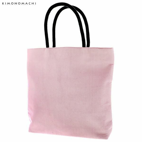 麻 手提げバッグ「ピンクラベンダー」夏バッグ 手提げ 和装バッグ