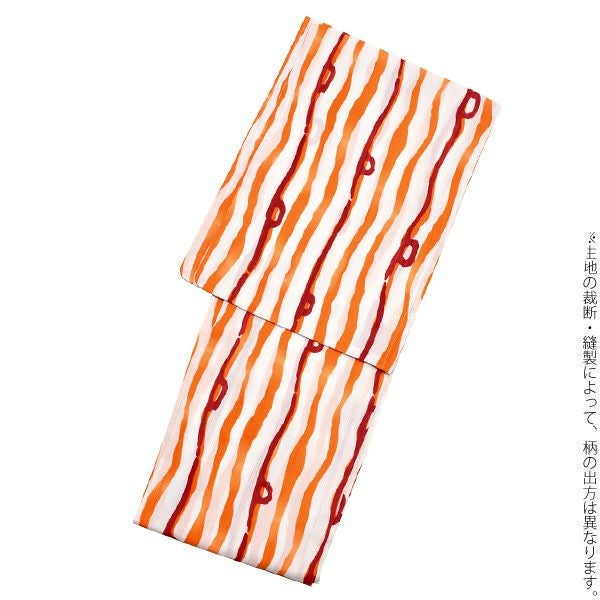 Prices down2】ナカノヒロミチ浴衣単品「オレンジ×赤 ゆらぎ縞」吸水速