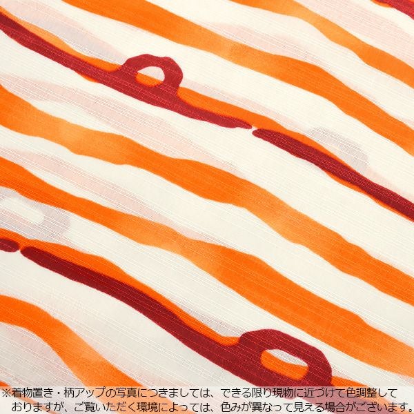 Prices down2】ナカノヒロミチ浴衣単品「オレンジ×赤 ゆらぎ縞」吸水速