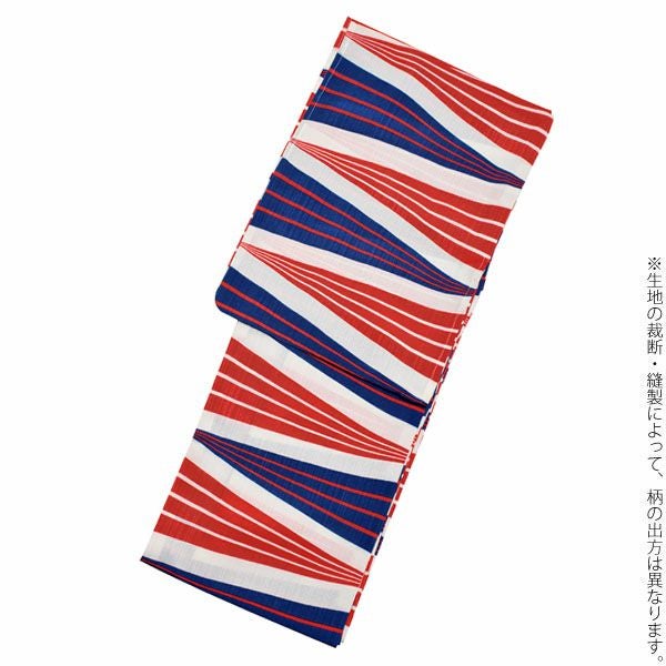 Prices down2】ナカノヒロミチ浴衣単品「赤×青 幾何学」吸水速乾 お