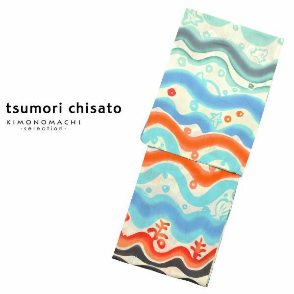 女性女性浴衣単品「生成り　なみ」ツモリチサト お仕立て上がり浴衣 ブランド浴衣 tsumori chisato 注染