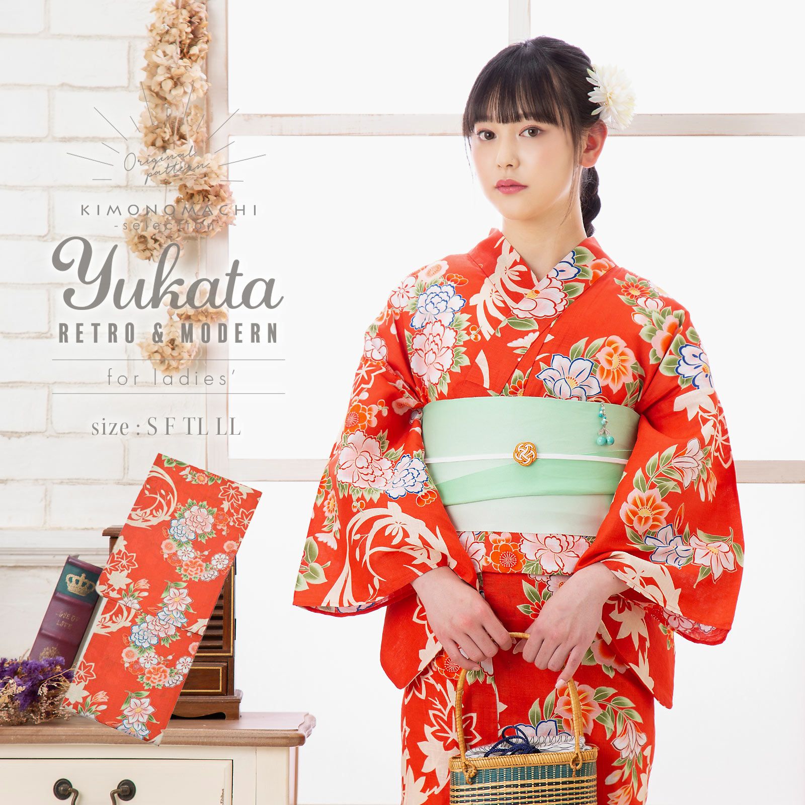 夏着物 浴衣 美しい乱菊 赤色 K-4881 Prices down】京都きもの町オリジナル浴衣単品「朱赤色 花の丸紋」S