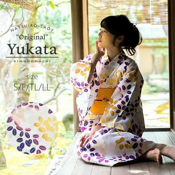 浴衣 レディース 単品 「椿 紺」 S F TL LL サイズ KIMONOMACHI 京都