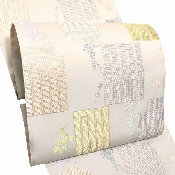 Prices down2】唐織袋帯 「生成り色地 桐竹文」 錦工芸謹製 六通柄