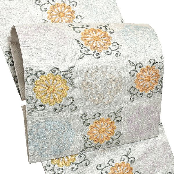 礼装袋帯「市松花文」未仕立て 京都西陣 六通柄 訪問着、色留袖、付け下げに 礼装帯