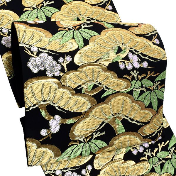 礼装袋帯「黒色　松竹梅」未仕立て 京都西陣 六通柄 訪問着、色留袖、付け下げに 礼装帯