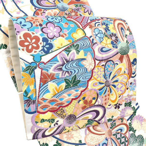 礼装袋帯「生成り　名裳豊楽文」未仕立て 京都西陣 六通柄 訪問着、色留袖、付け下げに 礼装帯