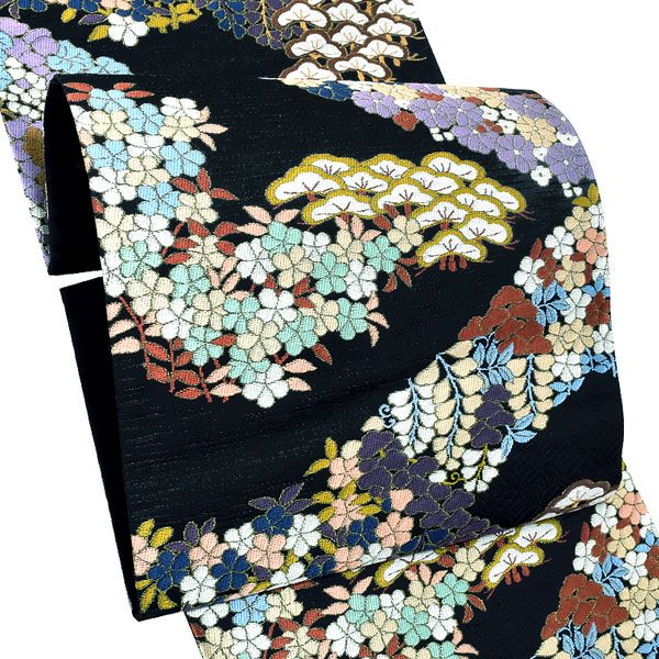 Prices down4】袋帯 フォーマル 礼装袋帯 「黒地 七宝花菱」 じゅらく