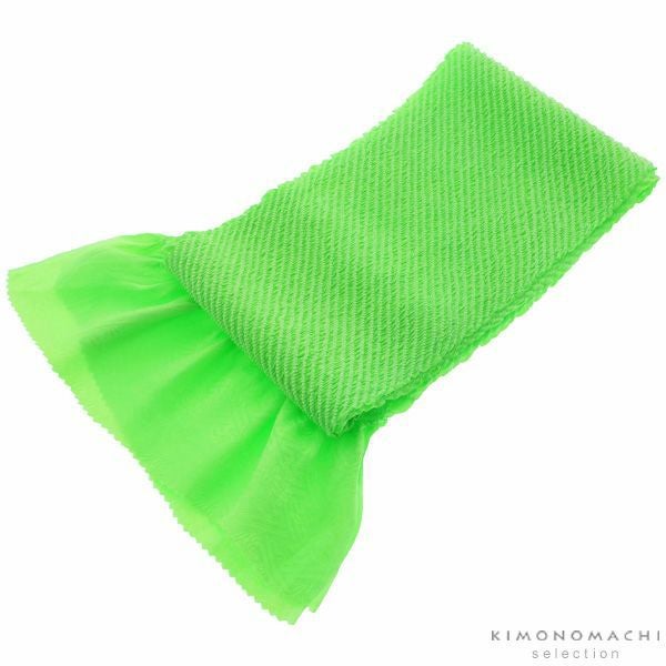 総絞り帯揚げ「グリーン」七五三に 絞り帯揚げ 七五三小物  正絹帯揚げ