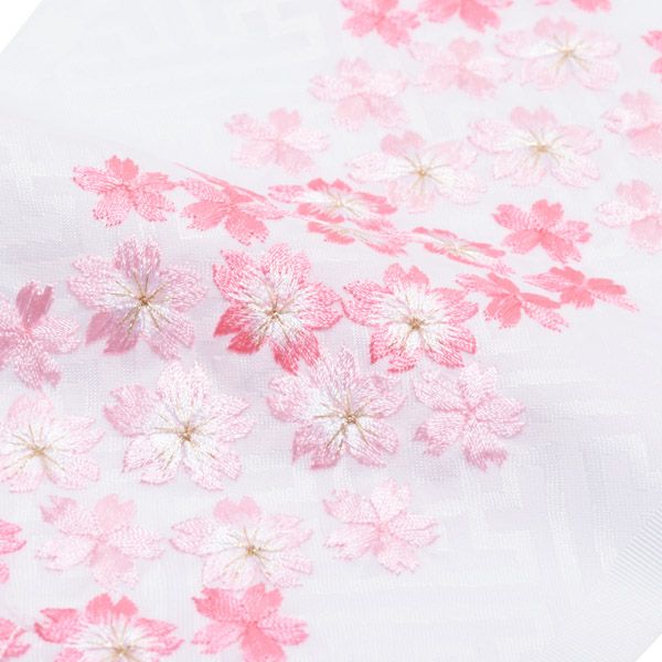刺繍半衿「白色 ピンクの桜刺繍」七五三に こども半衿 刺繍半襟