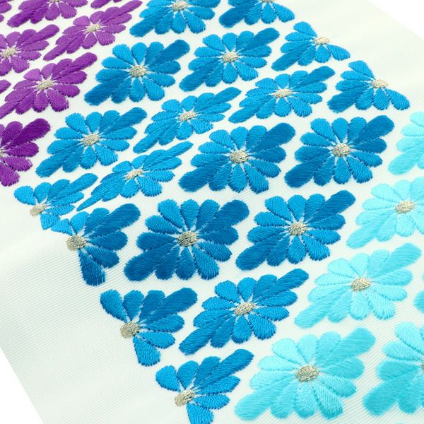 Prices down3】刺繍半衿「紫×青×水色 菊菱」刺繍半襟 洒落衿 華やか