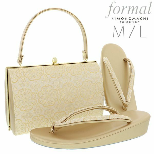 礼装草履バッグセット「ゴールド　華文」M、L 礼装草履バッグ 取り寄せ品  フォーマル