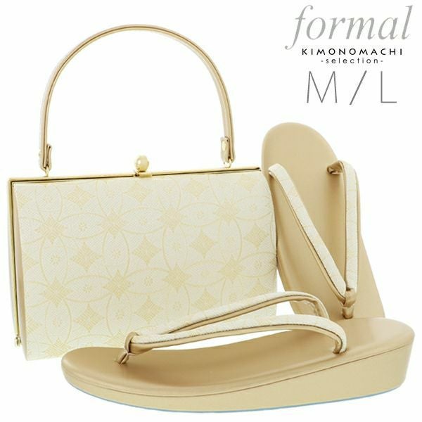 礼装草履バッグセット「ゴールド　輪繋ぎに菱文」M、L 礼装草履バッグ 取り寄せ品  フォーマル