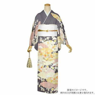 訪問着 お仕立て上がり 単品「水色 霞、籬に菊」正絹着物 礼装 正絹 