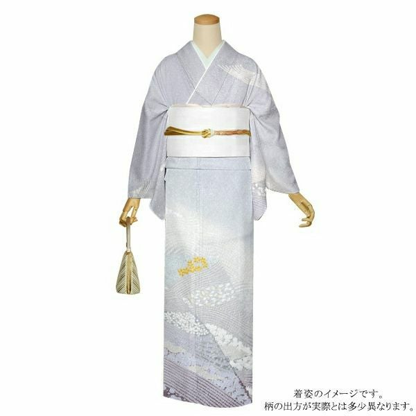 お仕立て上がり訪問着単品「白花色　花吹雪」正絹着物 フォーマル 結婚式 パーティー 正絹訪問着