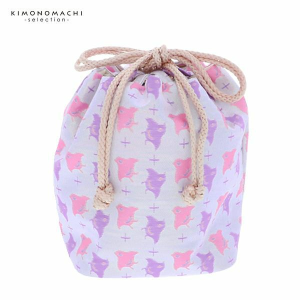 七五三巾着単品「白色　千鳥」桃の節句、ひな祭り 金襴   巾着バッグ