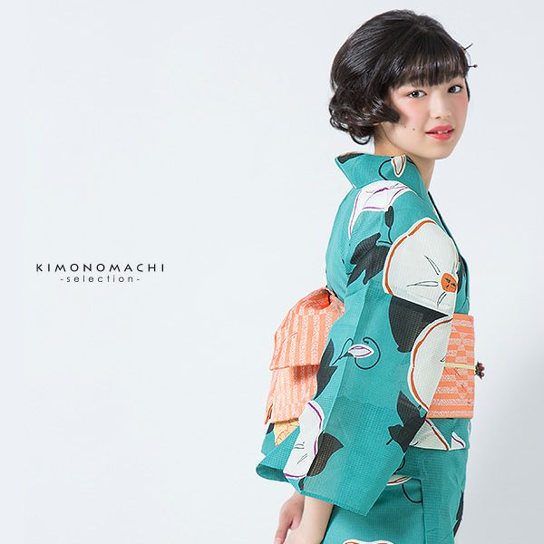 Prices down2】芸艸堂浴衣単品「青緑色 朝顔」山本雪桂 綿浴衣 日本製