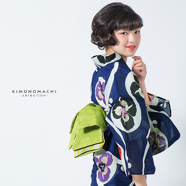 Prices down2】芸艸堂浴衣単品「紺色 露芝に蘭」山本雪桂 綿浴衣 日本