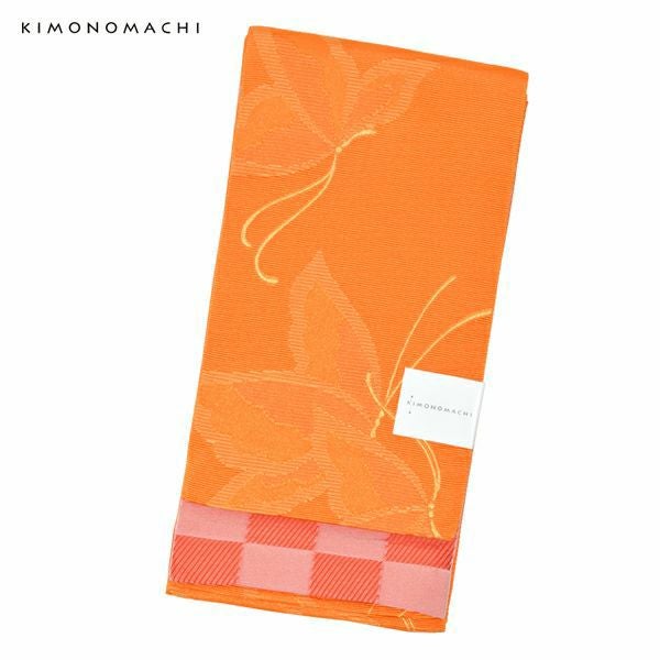 京都きもの町オリジナル浴衣帯単品「蝶　オレンジ」小袋帯 半幅帯 ゆかた帯 細帯 半巾帯