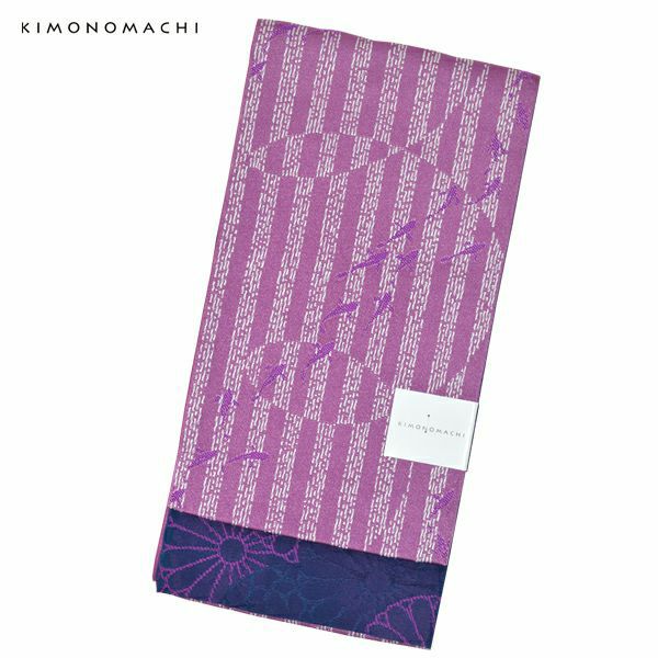 半幅帯 単品 帯 百華(MOMOKA)「ミント×白×ピンク 菱幾何学」日本製