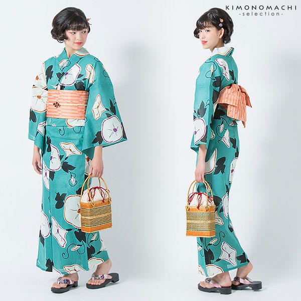 期間延長!最大18,000円OFF9/10迄)芸艸堂浴衣セット「青緑色 朝顔」山本